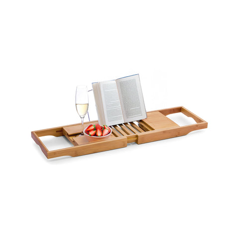Plateau de baignoire en bambou extensible, design naturel
