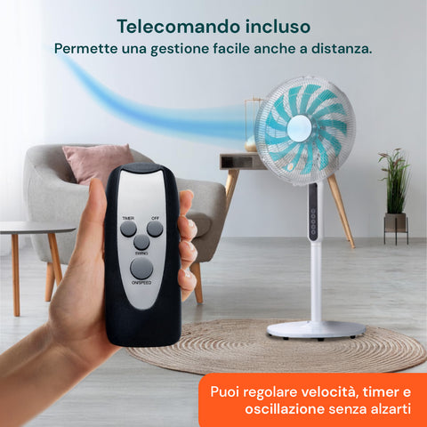 Telecomando ventilatore con controlli velocità, timer e oscillazione, gestione facile a distanza per comfort domestico