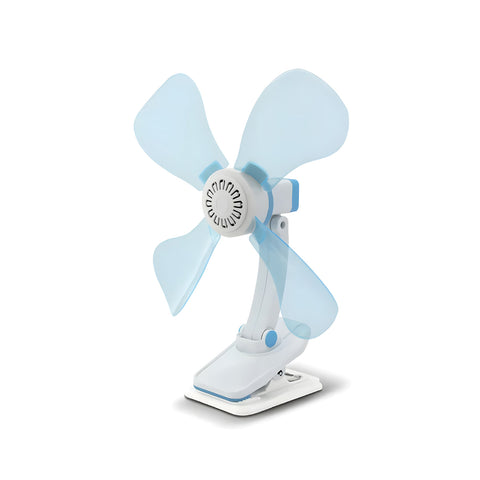 Ventilatore a clip Kiwi 32cm 9W silenzioso con regolazione 180 gradi, colore azzurro per scrivania casa e letto