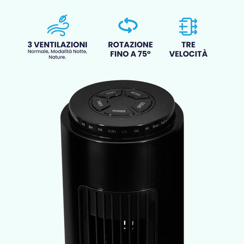 Wintem Ventilatore a Torre AIRY 50W con 3 Modalità, Timer 7h, Telecomando e 3 Velocità Ean-8052286431018