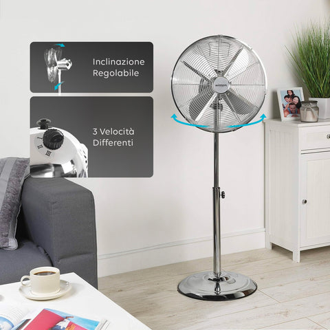 Wintem Ventilatore con Piantana LUXVENTSilenzioso 50W con 3 Velocità  e Oscillazione Regolabile
