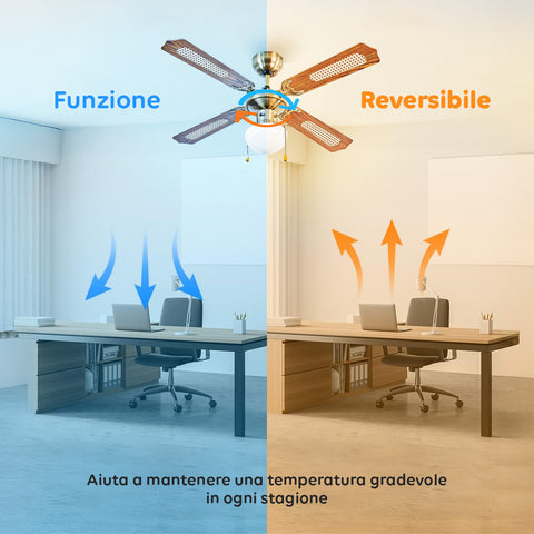 Ventilatore con funzione reversibile per estate e inverno, mantiene temperatura gradevole in ogni stagione anche in ufficio