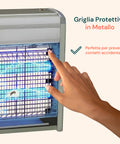 Griglia protettiva in metallo per prevenire contatti accidentali, sicurezza massima durante l'uso con mano che tocca la protezione