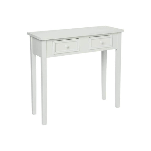 Tavolino Consolle 2 Cassetti in Legno 80x30x76cm Bianco