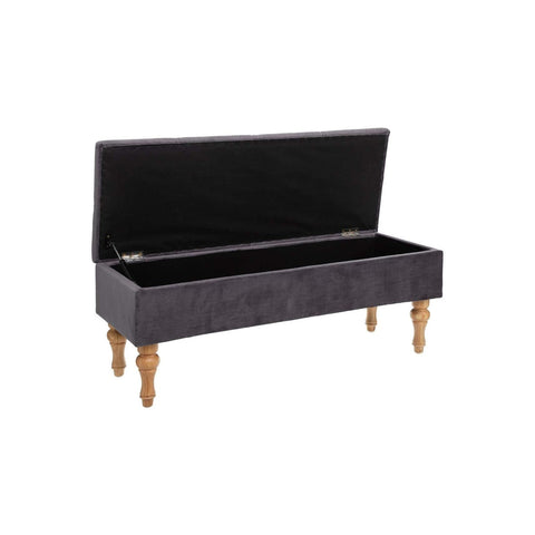 Banc coffre en Velours 102x38x41cm Gris