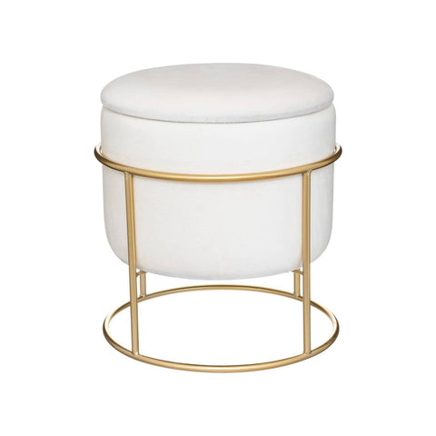 Pouf en velours avec structure en or blanc