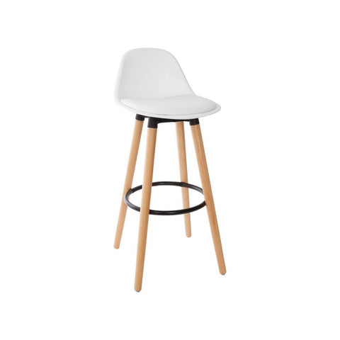 Tabouret avec pieds en bois et assise blanche