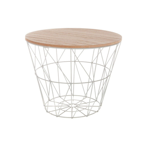Tavolo Basso Legno E Metallo Bianco 38x30,5cm