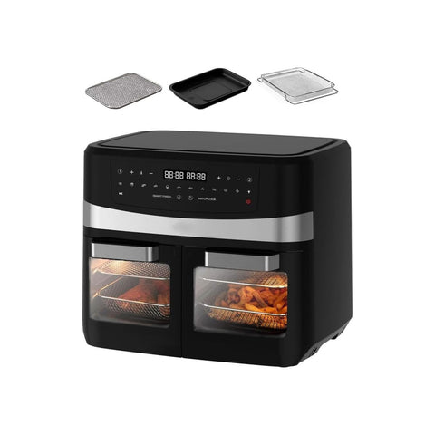 Friteuse four à air 12L à 2 portes avec 12 programmes et 6 accessoires