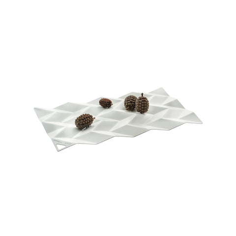 Centre de table en acier inoxydable blanc 38x23,5cm