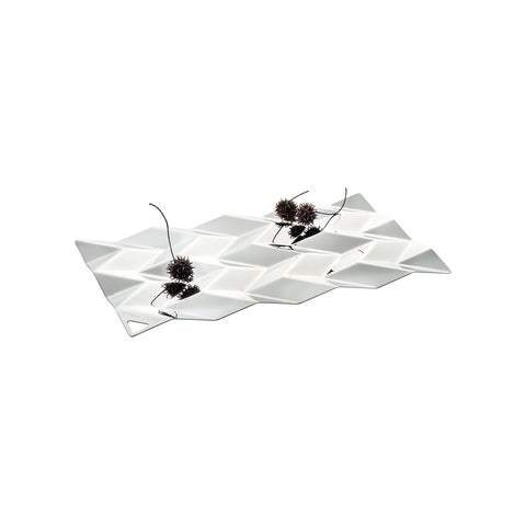 Centre de table en acier inoxydable argenté 38x23,5cm
