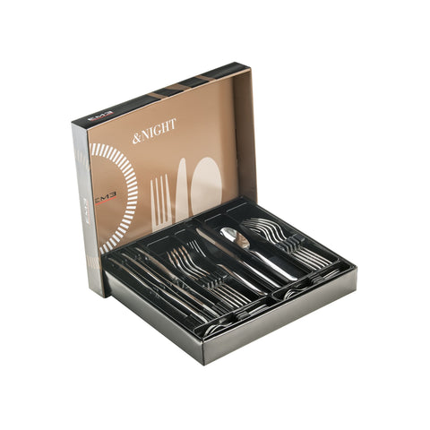 Coffret 24 Couverts En Acier Poli Night