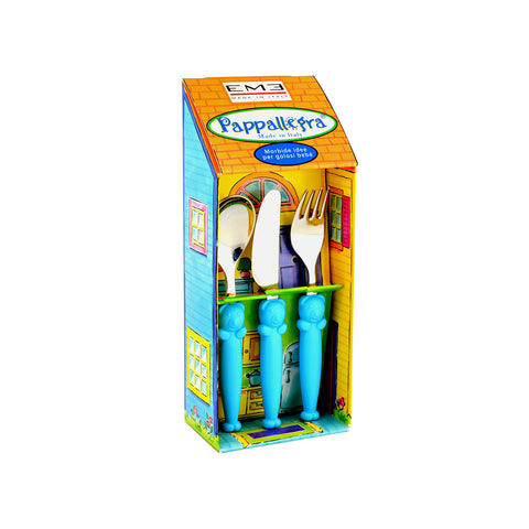 Set de 3 couverts pour enfants Pappallegra bleu clair
