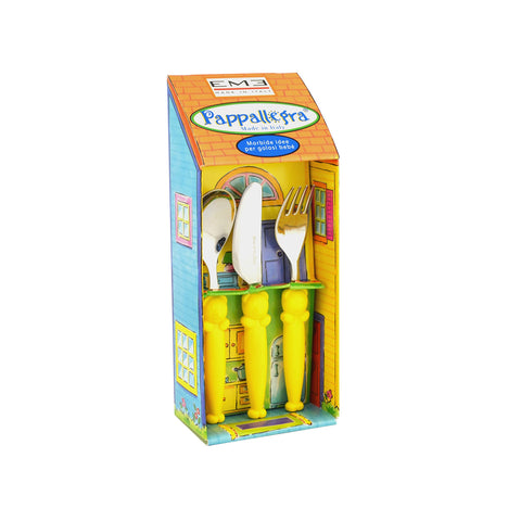 Set de 3 couverts pour enfants Pappallegra Jaune