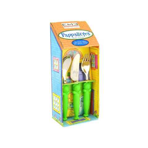 immagine-1-eme-set-3-posate-per-bambini-pappallegra-verde-ean-8005187066971