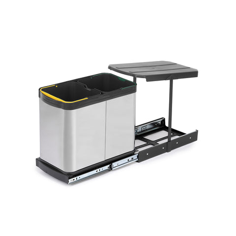 Set 2 Pattumiere Raccolta Differenziata Con Box Estraibile E Copertura 12l