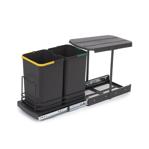 Set 2 Pattumiere Raccolta Differenziata Con Slot Estraibile E Copertura 12l