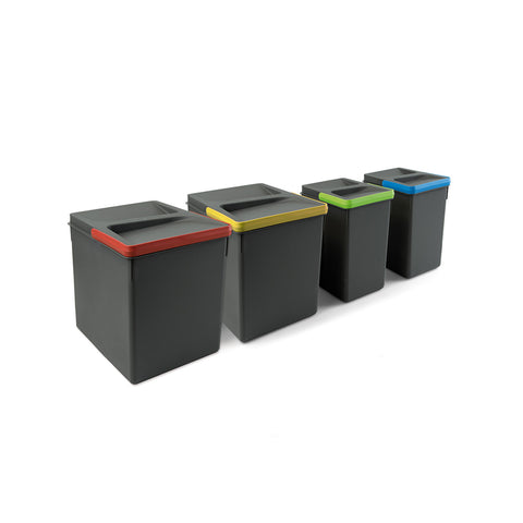 Set 4 Pattumiere Raccolta Differenziata Per Cassetti 26cm 7/15l