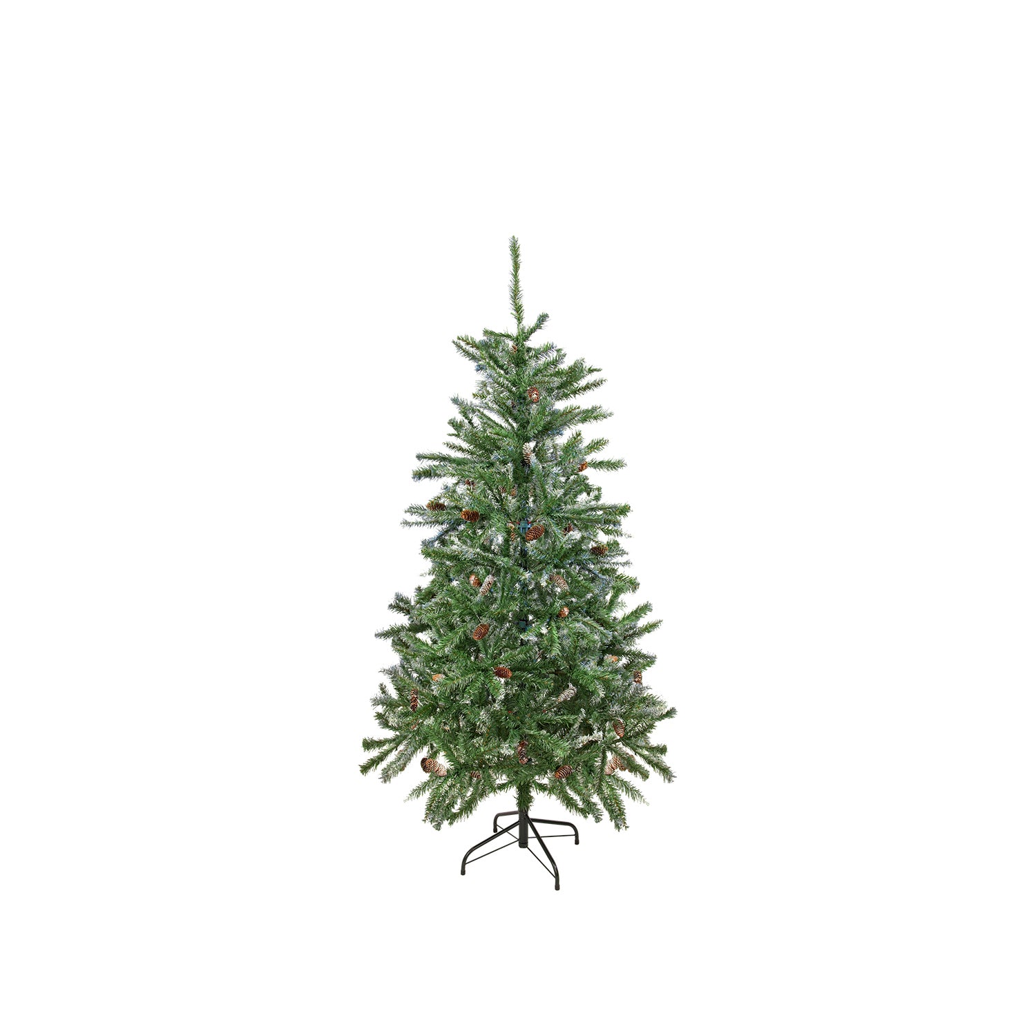 immagine-1-euronatale-albero-di-natale-da-210cm-580-rami-punte-innevate-con-pigne-e-base-in-metallo-ean-8019959014459