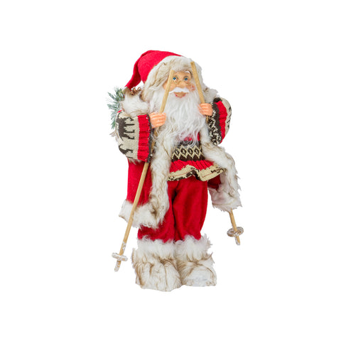 Décoration Père Noël Avec Sac Et Skis 40cm