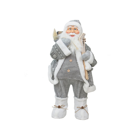 Décoration Père Noël Avec Sac Et Skis 80cm