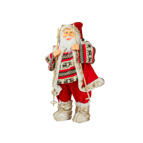 Décoration Père Noël Avec Sac Et Skis 80cm