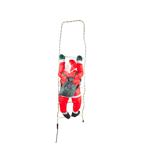 Décoration Père Noël sur échelle LED 38x140cm