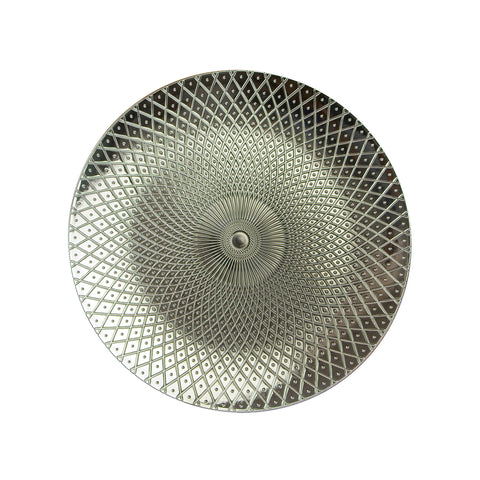 Plat Losanges Concentriques Plastique Argent 33cm