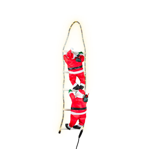 Lot de 2 pères Noël sur échelle à LED 20x106cm
