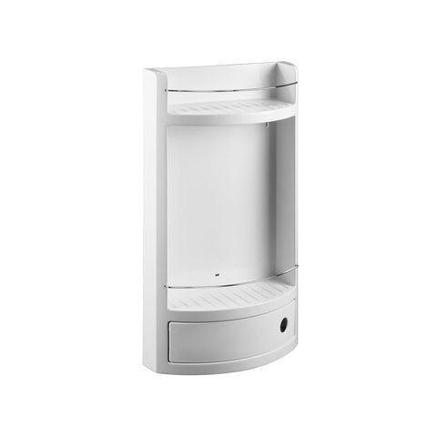 Étagère de salle de bain à 2 niveaux et tiroir en métal blanc 28,8x13,5x51cm