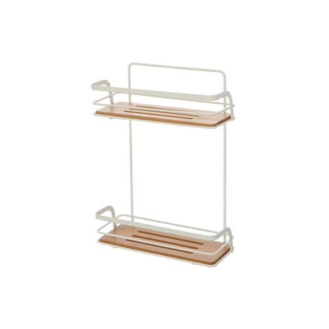 immagine-1-feridras-mensola-rettangolare-per-doccia-a-2-ripiani-in-bambu-in-acciaio-bianco-26x36x10cm-ean-8056471563980