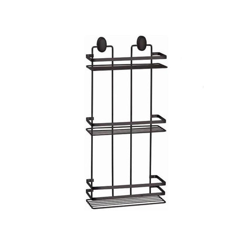Mensola Rettangolare Per Doccia A 3 Ripiani In Acciaio Nero 24x50x11cm
