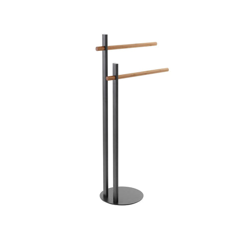 immagine-1-feridras-piantana-portasciugamani-2-bracci-in-bambu-in-acciaio-nero-22x805x22cm-ean-8056471553295
