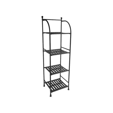Étagère de Rangement de Salle de Bain à 4 Niveaux en Métal Noir 33,5x116x27,5cm