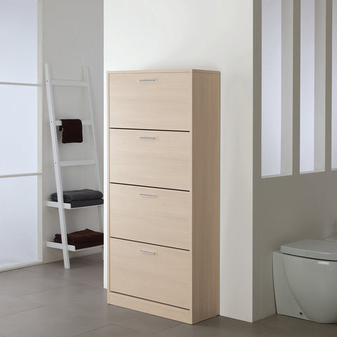 Meuble à chaussures en mélèze 4 compartiments 156 cm