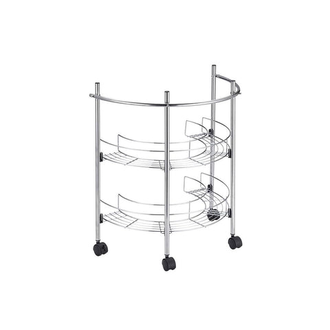 Sottolavabo A 2 Ripiani Con Rotelle In Acciaio Cromato 55x67x34cm