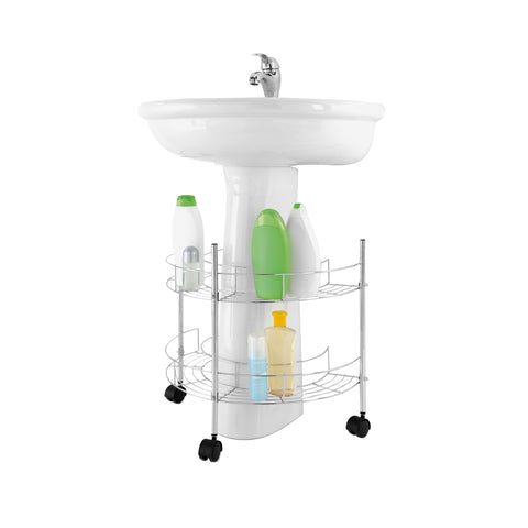 Meuble sous-vasque en acier sur roulettes