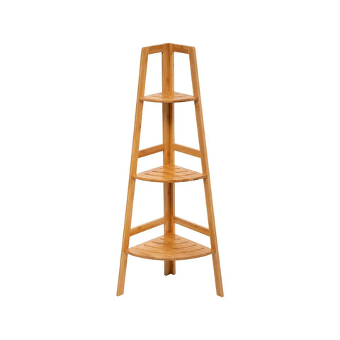 Étagère d'Angle à 3 Niveaux Bambou 32x32x103cm