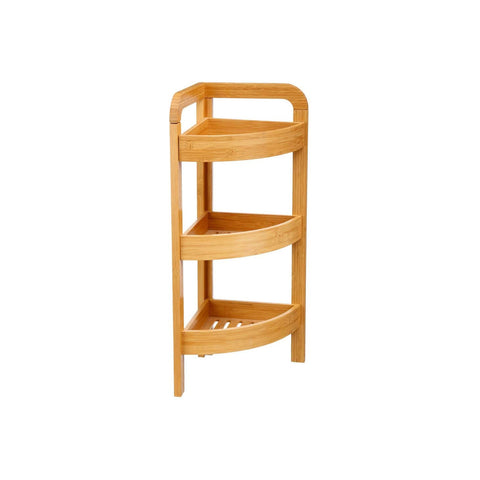 Étagère d'angle à 3 niveaux en bambou naturel et élégant 23x23x61cm