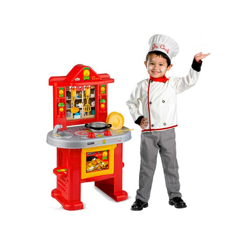 Cuisine de Chef Rouge Haute 58cm Avec 14 Accessoires Inclus