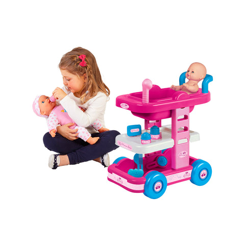 My Princess Carrello 7 Pezzi Alto 48cm Con Bagnetto Trolley Per Bambine