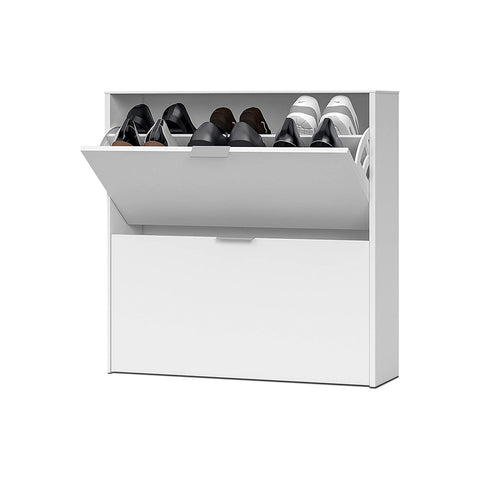 Meuble à chaussures 2 portes abattantes Blanc 76x75x22cm
