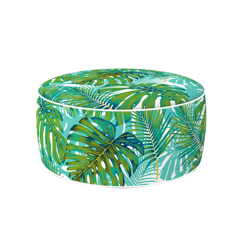 Pouf Ottoman Fantaisie À Feuilles Déhoussable 53cm