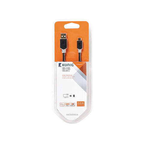 Câble USB Mâle - Mâle Micro B 2m