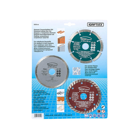 Lot de 3 disques diamantés à tronçonner 110/115 mm