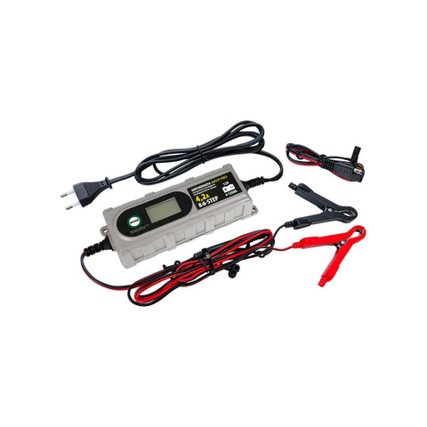 Chargeur de batterie pour véhicule avec pinces de batterie 12V - 4,2A