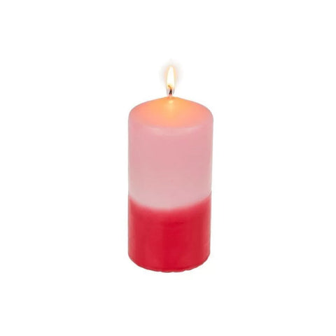 Bougie Cylindrique Bicolore Dégradée 12cm Rose/Bordeaux