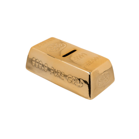 Tirelire en forme de lingot d'or en céramique avec cadenas