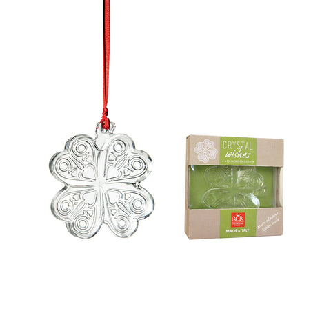 Pendentif Décoratif en Verre Trèfle à Quatre Feuilles 91mm