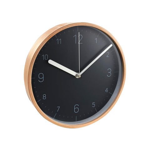Horloge murale en bois Cadran noir